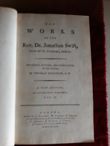 JONATHAN SWIFT ALTES BUCH HANDSCHRIFT GRAVUREN