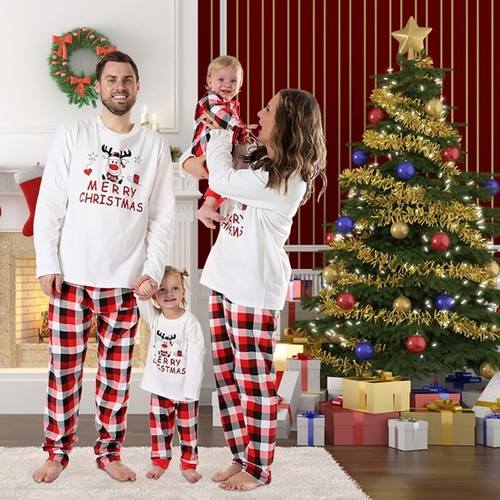 Christmas Elk Pyjamas Set Kids Family Matching Nightwear Casual PJs Sets