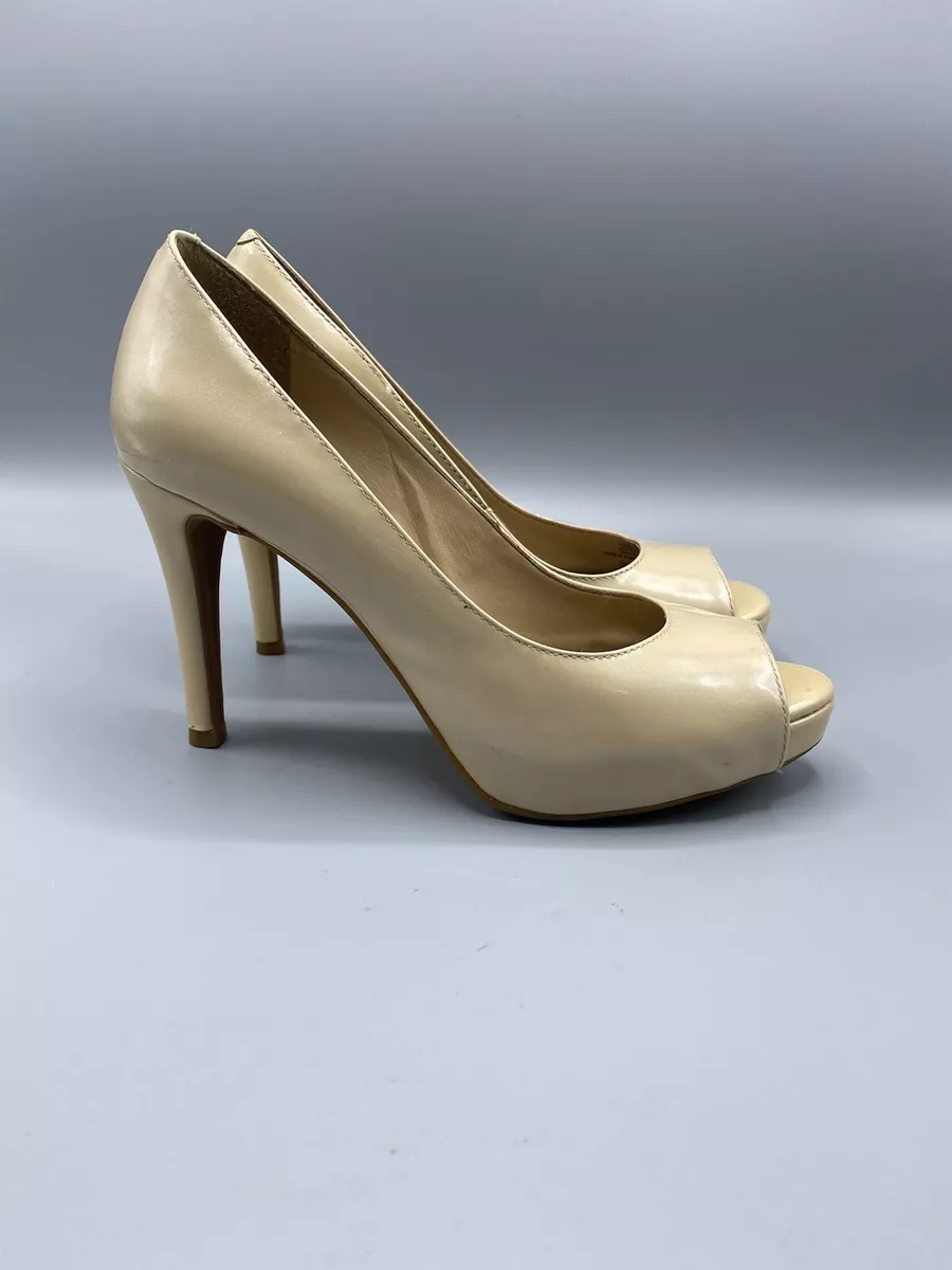 Nude Cream Ankle Strap Peep Toe Heels - ShopperBoard