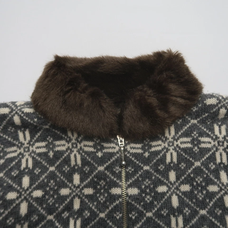 Винтажный женский шерстяной свитер на молнии Maurices большой Fair Isle с воротником вязаный - Изображение 3 из 4