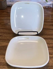 2 Piece Set USAir First Class Service Last Logo Square Snack Plate Vintage # 650