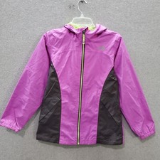 The North Face Girls Jacket Large Purple Colorblock Windbreaker Hooded READ
