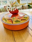 Clay Art Hand Painted Chili Fiesta Ceramic Tortilla Warmer Dish with Lid 9.75" D