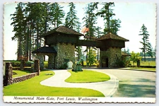 VINTAGE PICTURE POSTCARD ANTIQUE FORT LEWIS ARMY MILITARY BASE GATE WASHINGTON