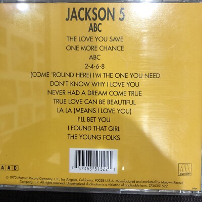 THE JACKSON 5: ABC ~ ORIGINAL OOP CD 