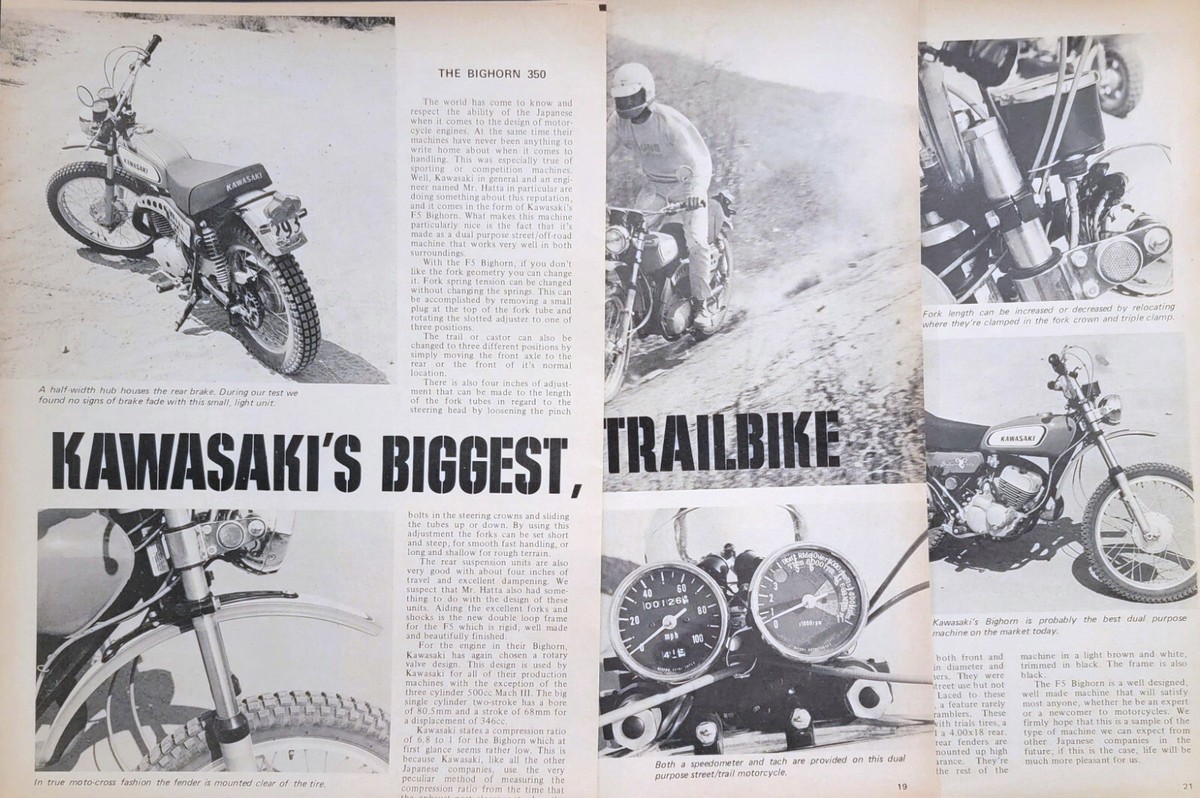くーママページ 1970 Kawasaki Bighorn 350 Original Motorcycle 4p test Print