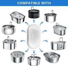 Cat Water Fountain Filters 8 Pack Pet Replacement W/ 8 Sponges For Fresh Water