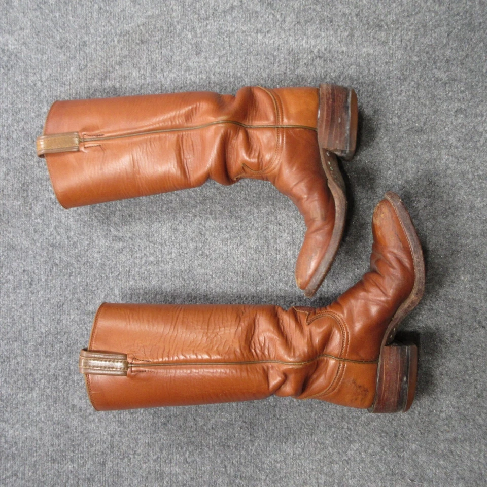 De Colección Frye Campus Botas Mujer 6 Marrón Cuero Negro Etiqueta Bloque Tacón Alto Verdadero Foto 2 de 4