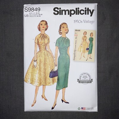 SIMPLICITY S9849 Vintage 50's Style Misses Ladies Plus Women Dress 16-24  Uncut | eBay