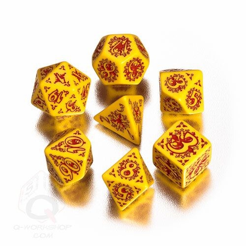Pathfinder Legacy Of Fire Dice Set - 7 Pieces - Yellow And Red - Picture 1 of 1