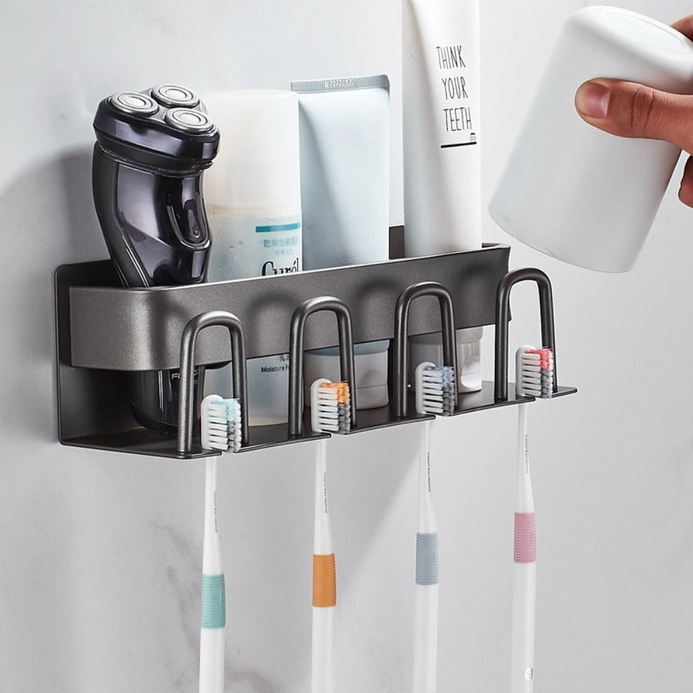 Wall Mounted Bathroom Organizer Toothbrush Holder Toothpaste Rack Storage Rack eBay