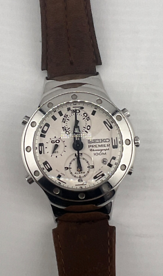 SEIKO 7T32-7H80 Premier Chronograph Quartz, Audible Alarm, Date