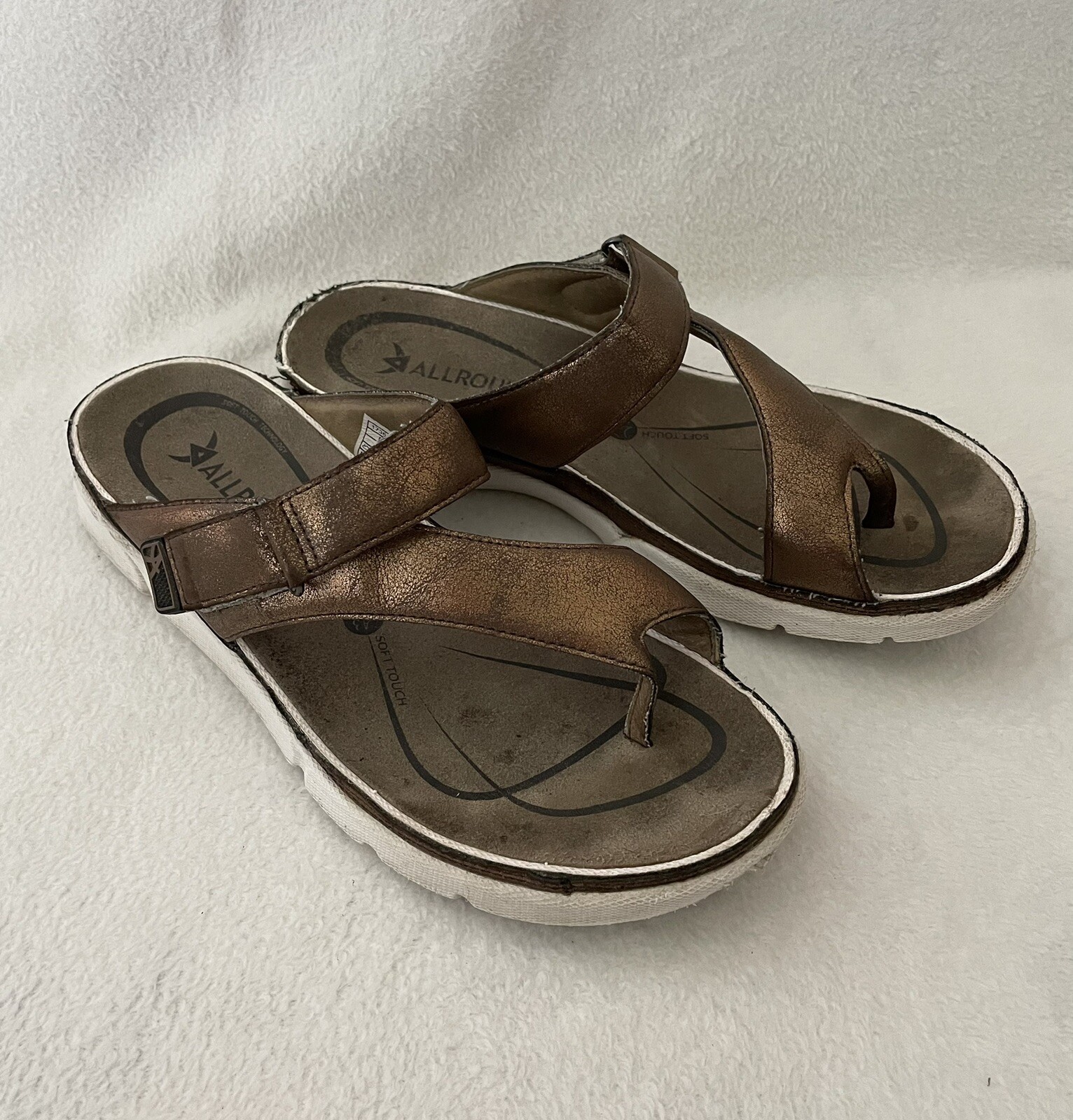 SAOLA Sandali donna Mephisto tuttofare infradito 9 pelle marrone suola soft touch outdoor