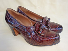 Fab Delman Vintage Custom Made Alligator Bow Shoes Heels New York 1940 6.5 B