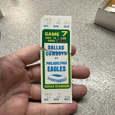 Vintage Dallas Cowboys Philidelphia Eagles Ticket Stub 1971