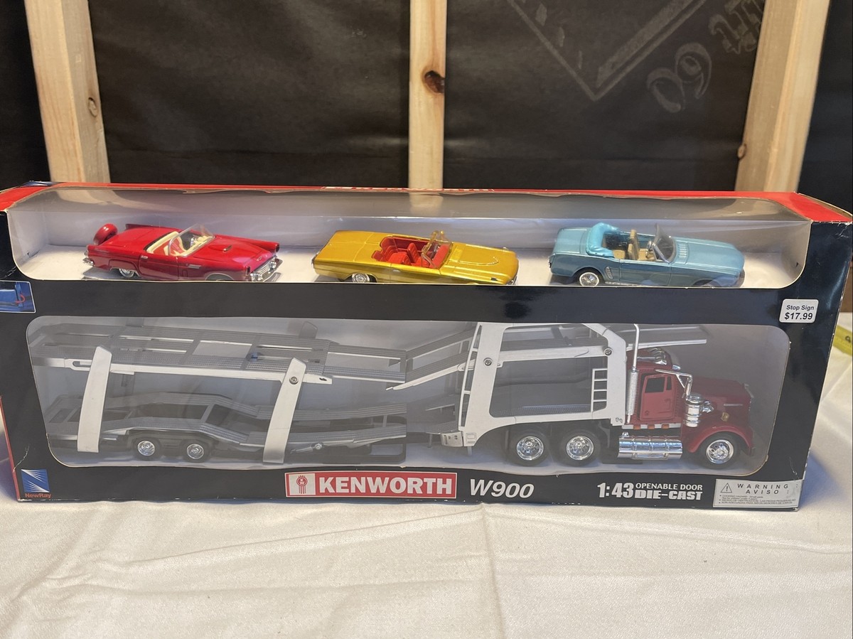 KENWORTH W900 Car Hauler WITH 2 THUNDERBIRD 1956,1966 Mustang 1964