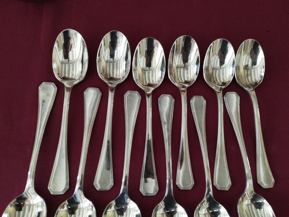 12 Cucchiaini In Metallo Argentato Christofle Modello America L 13,5 Cm - Immagine 4 di 4