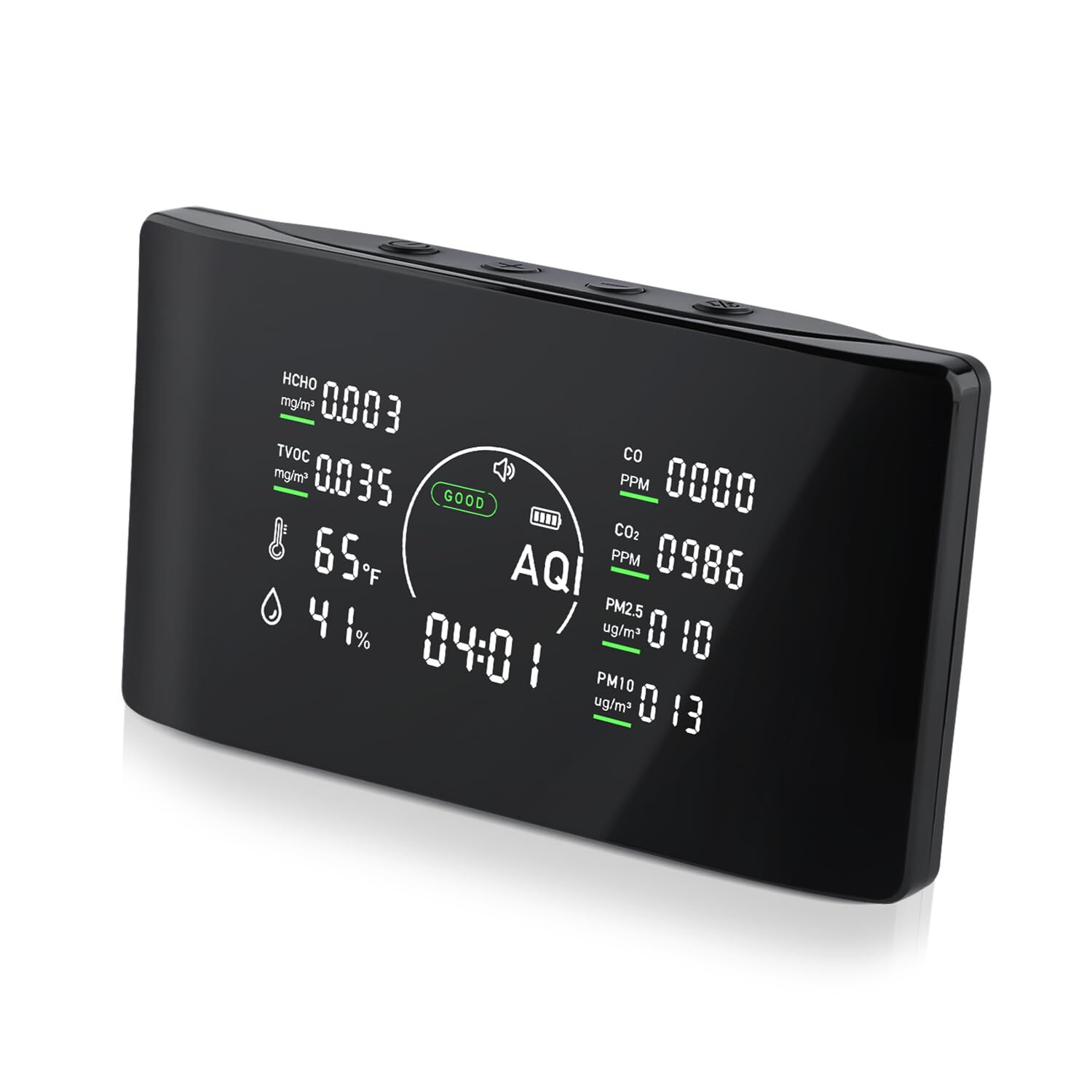 10-in-1 Indoor Air Quality Monitor CO2 CO PM2.5 PM10 TVOC HCHO Temp Humidity