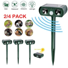 2/4pcs Animal Repeller Ultrasonic Solar Power Outdoor Pest Cat Mice Deer Sensor