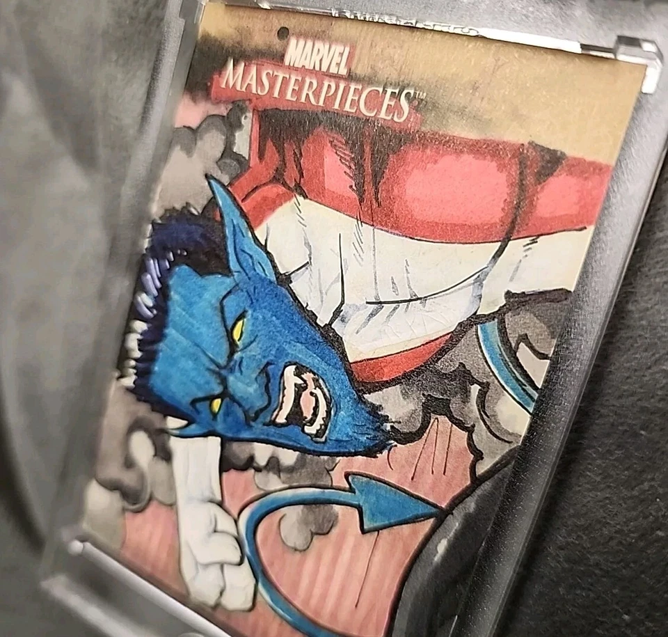 Tarjeta de boceto de artista SkyBox Marvel Masterpieces 2008 dibujada a mano 1/1 Nightcrawler Foto 3 de 4
