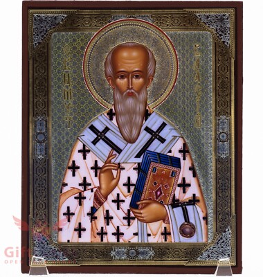 Wooden Icon St. Saint Basil Vasili Agios Basilios Василий Анкирский 5.1'' x 6.2''