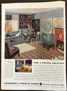 Vintage 1935 Armstrong Linoleum Floors Print Ad For A Petite