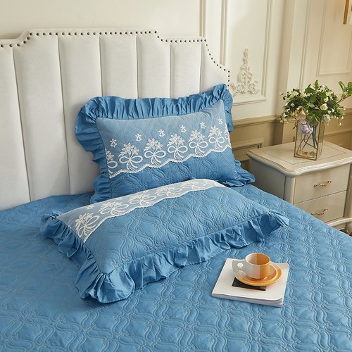 Korean Lace Cotton Bed Skirt Quilted Bedspread Queen King Size Bed Cover 3 PCS - Picture 75 of 88