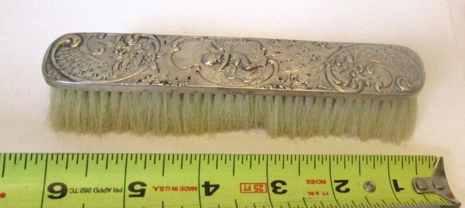 Antique German SILVER 800 Hallmark PUTTO CUPID Cherub & BOW ROCOCO Brush Vanity - Image 3 of 4