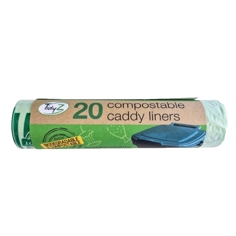 20x Tidyz Compostable Caddy Bin Liners Waste Bags Biodegradable Kitchen ECO - 5L
