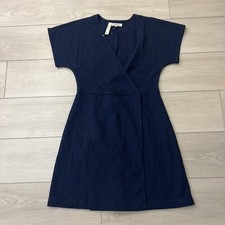 NWT Madewell Mini Dress Women's Cross Front Flutter Sleeve Casual Navy Size S