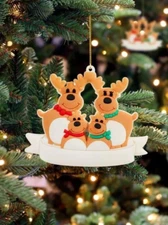 1pcs Unique Cute Christmas Tree Elk Family Name Tag Decor Ornament Wall Hanging
