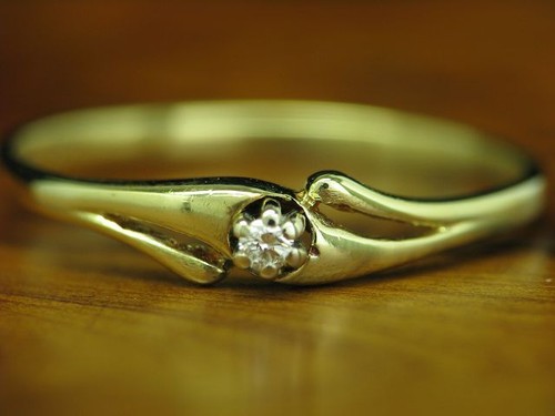 14kt 585 Gelbgold Ring mit Brillant Besatz / Diamant / 1,3g / RG 54 - 第 1/6 張圖片