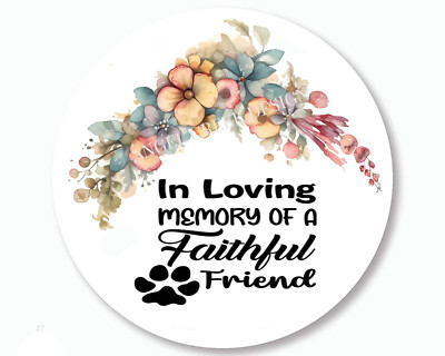 Floral Pet Loss Seals Stickers In Memory for Loss of Faithful Friend Paw Prints