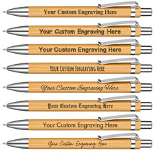Custom Engraved Bamboo Pen (5-100) Bulk 1mm W...