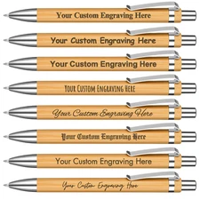 Custom Engraved Bamboo Pen (5-100) Bulk 1mm Wood Business School Teacher Gift