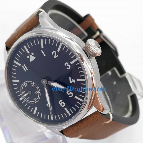 44mm sterile black dial luminous 6497 hand winding movement mens watch 2972 - Picture 3 of 6