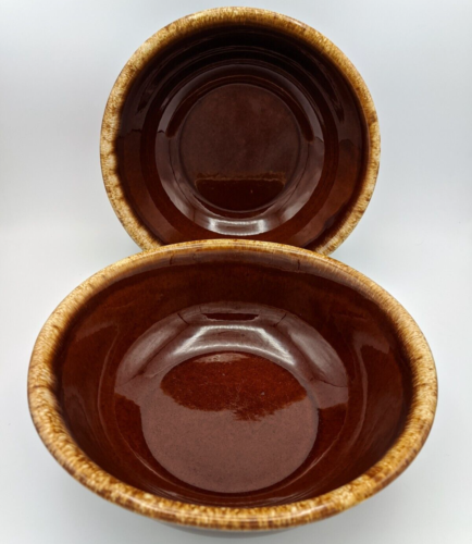 Hull Pottery Co HP Brown Drip Glaze - Large Mixing Bowl 10.5" - *Set of 2* - Bild 1 von 9