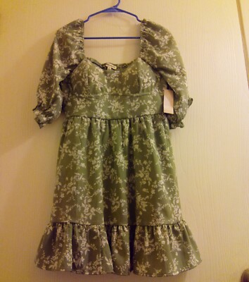 Inspired Hearts Dress, Floral Design, Green, Size Large. | eBay
