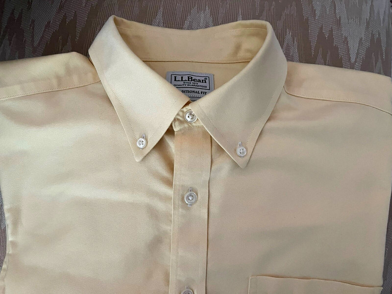 NEW WO TAG LL BEAN TRADITIONAL FIT/16/34 LONG SLEEVE YELLOW DRESS SHIRT