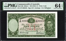 Australia 1 ONE Pound P26b R30a-b 1942 Armitage McFarlane PMG64 UNC EPQ Banknote