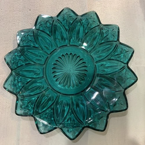 Vintage Teal Blue Federal Plate 9 In. Federal Glass Plate