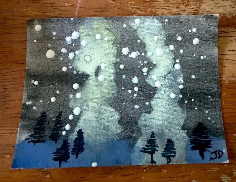 ACEO  art Original painting  (2.5x3.5 inches) J Drake Milky Way watercolor 