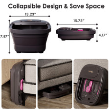 Collapsible Foot Spa with Heat and Massage,Foot Bath with 3 Pedicure Attachme...