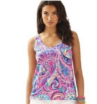 Lilly Pulitzer Kinsey Tank Multi Psychedelic Sunshine S EUC