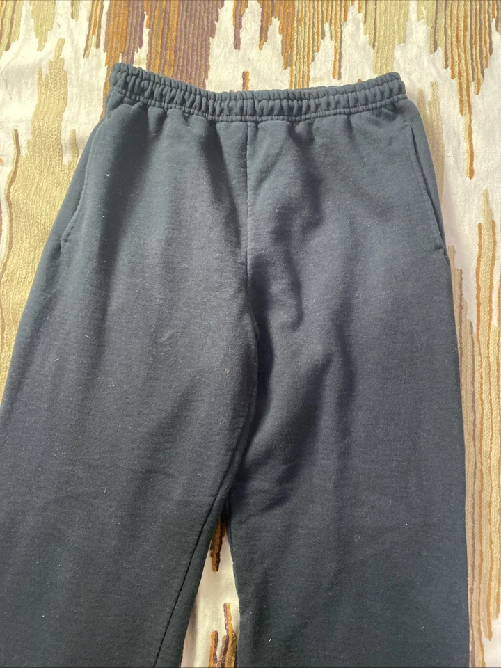 Vtg Jerzees Sweatpants Mens Medium Black Blank Jogger 2 Pockets Drawstring - Image 2 of 4