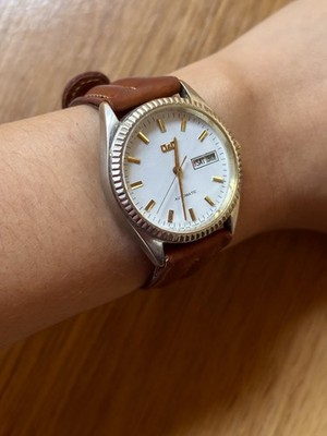Vintage Q&Q Mechanical Hand Wind Watch Day Date 80's/90's