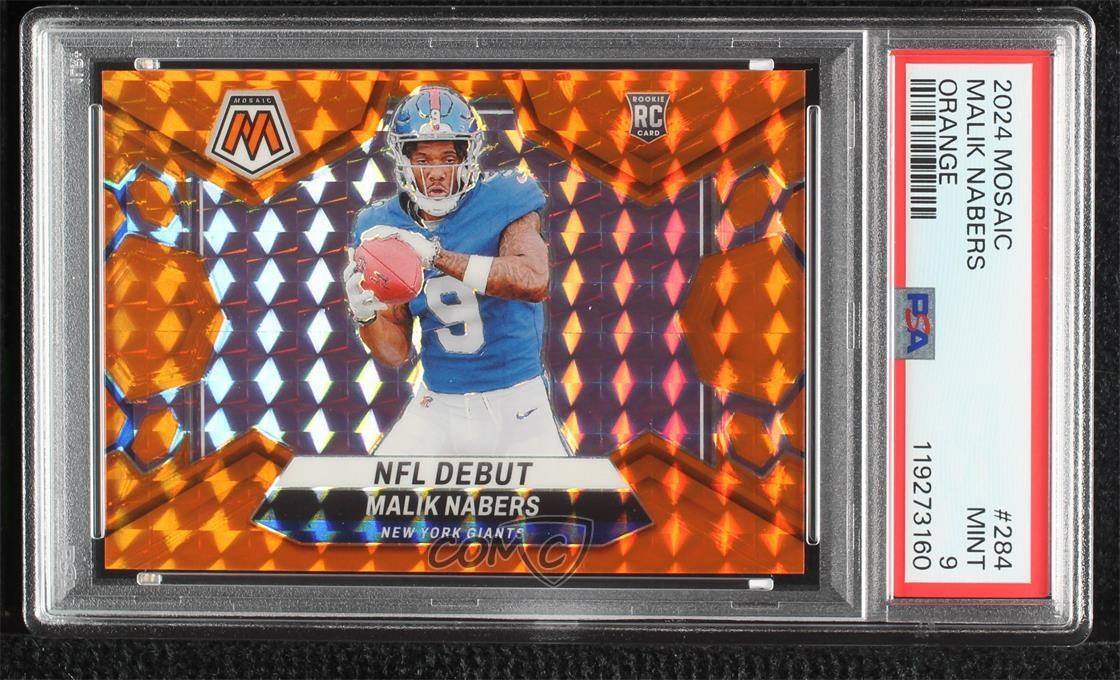 2024 Panini Mosaic NFL Debut Orange Prizm /199 Malik Nabers #284 PSA 9 MINT 0r0s