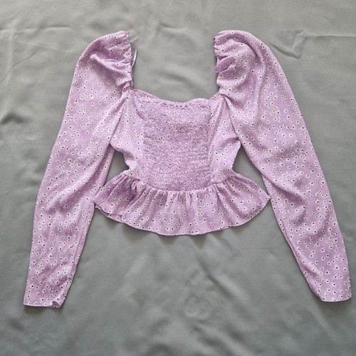 Zara Purple Floral Blouse Size Small - Picture 4 of 8