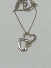 Sterling Silver 925 Mother Daughter Heart Pendant Necklace 20"