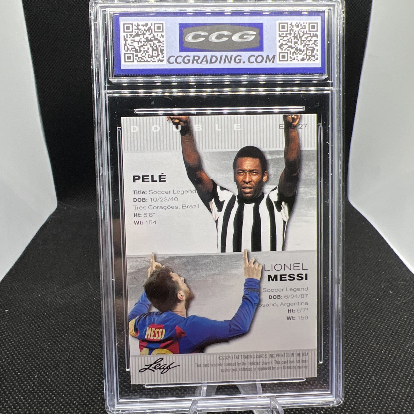 Leaf 2024 SP Release Pele Lionel Messi Exclsv Legends Double ELE27 CCG 10 view 2